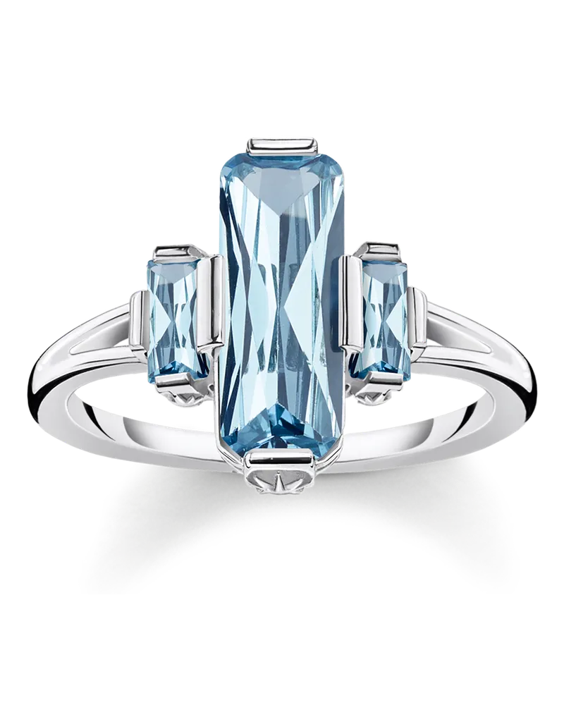 Thomas Sabo Damen Ring mit aqua Steinen Silber, Sterlingsilber Blau