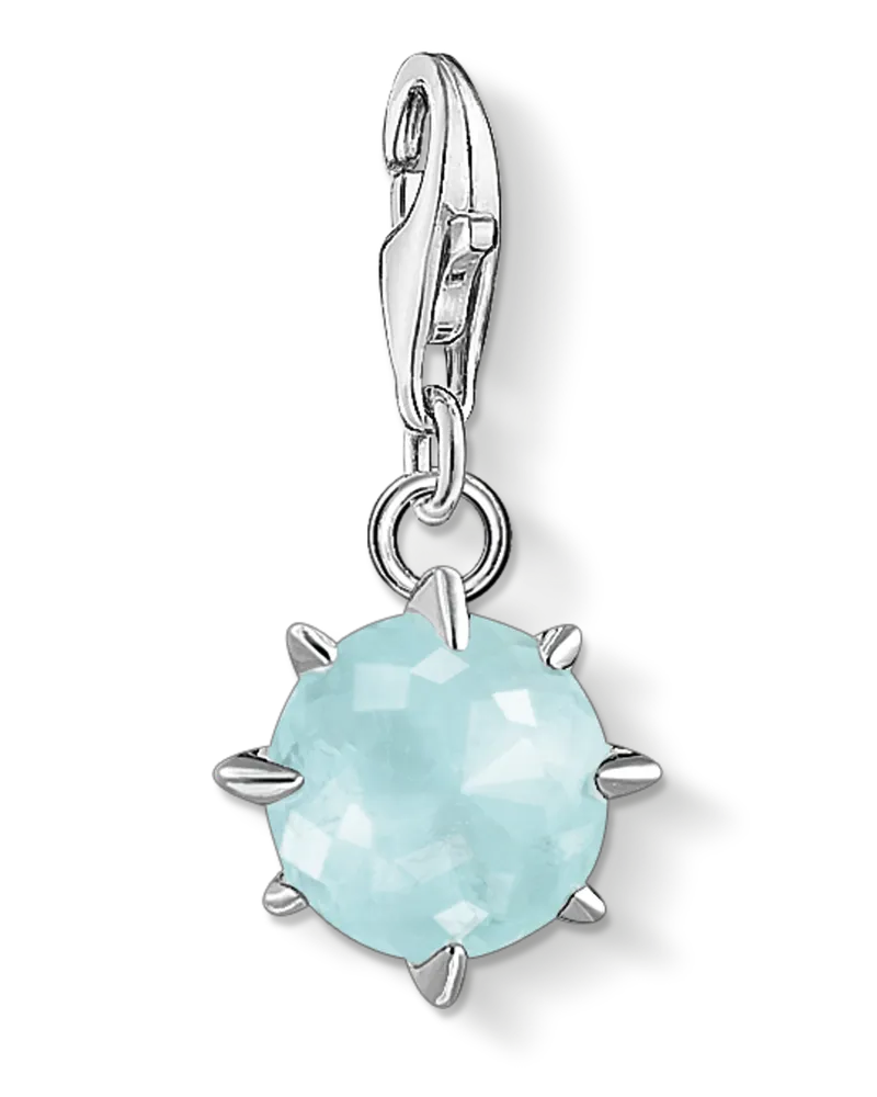 Thomas Sabo Damen Charm-Anhänger Geburtsstein März, Sterlingsilber, Charm Club Collection Hellblau