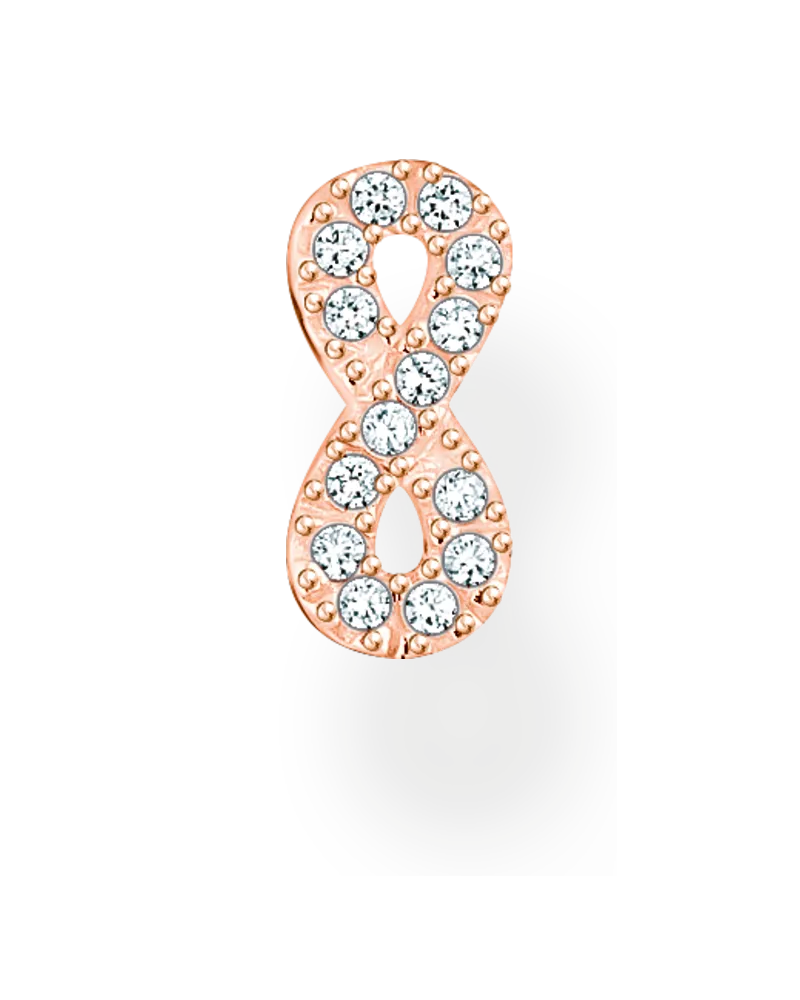 Thomas Sabo Damen Einzel Ohrstecker Infinity mit weißen Steinen rosévergoldet, Sterlingsilber Roségold vergoldet, Charming Collection Roségoldfarben