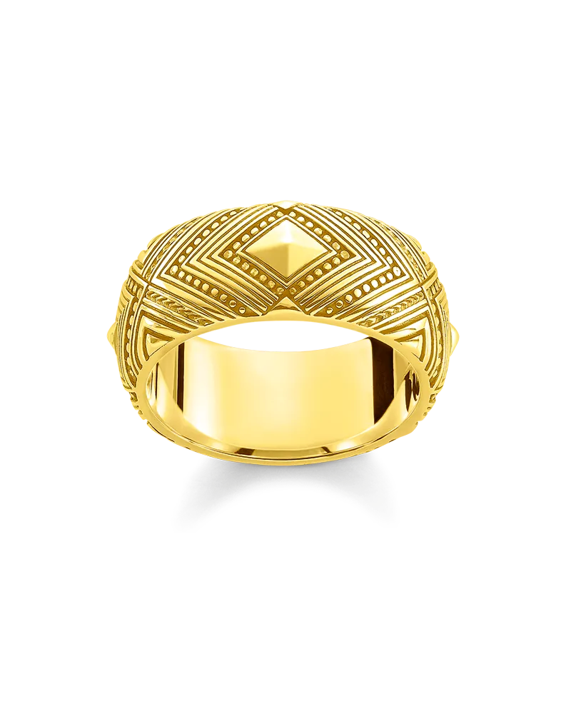 Thomas Sabo Damen Ring Afrika Ornamente, Sterlingsilber Gelbgold vergoldet Gelbgoldfarben