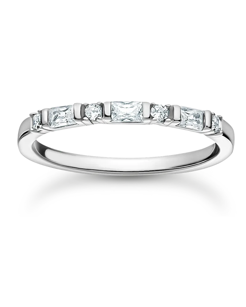 Thomas Sabo Damen Ring weiße Steine silber, Sterlingsilber, Charming Collection Silberfarben