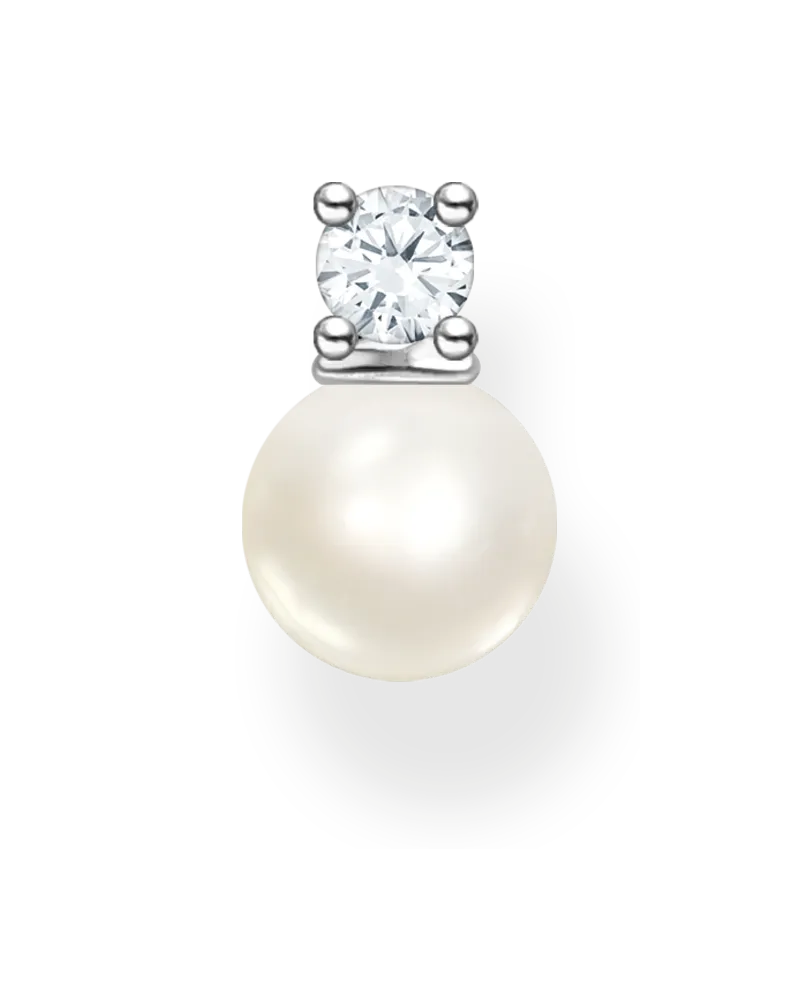 Thomas Sabo Damen Einzel Ohrstecker Perle mit weißem Stein silber, Sterlingsilber, Charming Collection Silberfarben