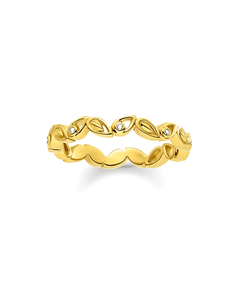 Thomas Sabo Damen Ring Blätter, Sterlingsilber Gelbgold vergoldet Gelbgoldfarben