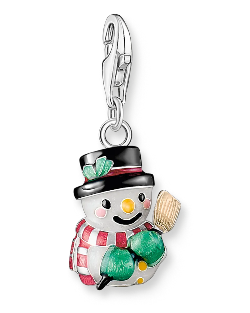 Thomas Sabo Damen Charm-Anhänger Schneemann Silber, Sterlingsilber Braun