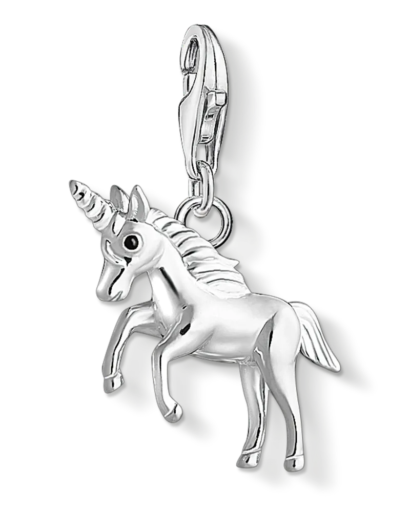 Thomas Sabo Damen Charm-Anhänger Einhorn, Sterlingsilber, Charm Club Collection Schwarz