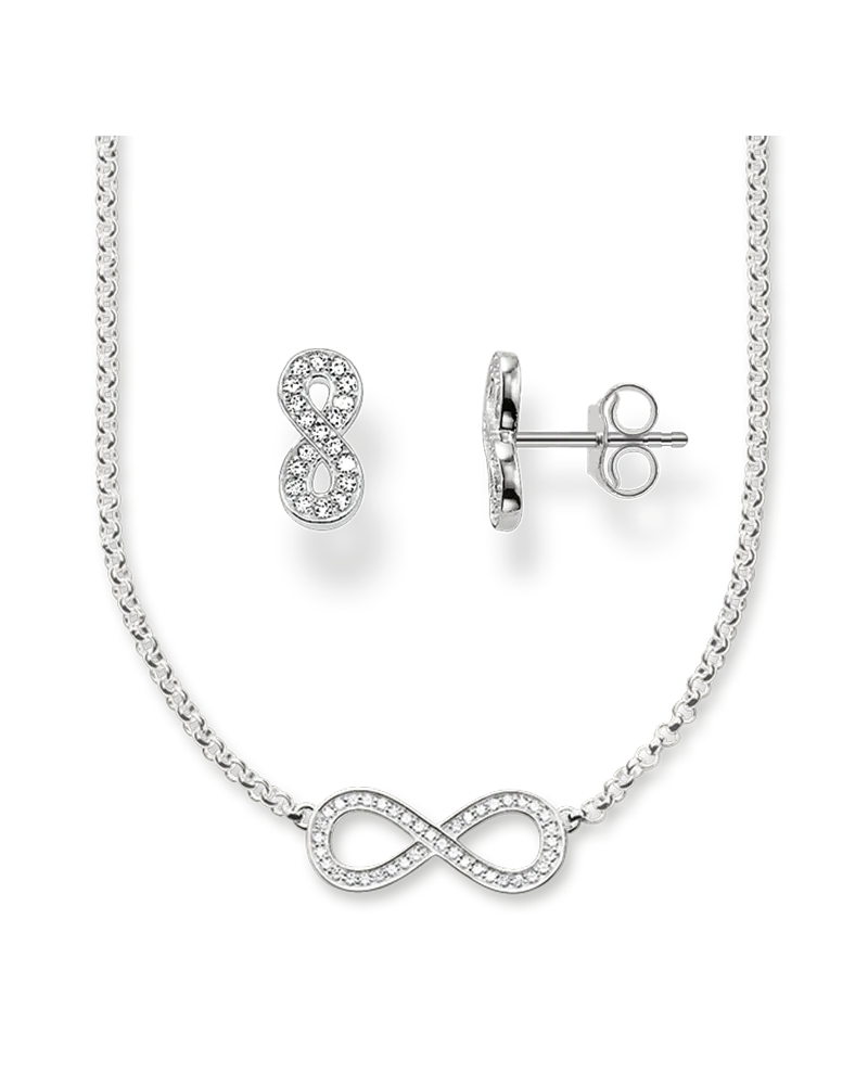 Thomas Sabo Damen Kette und Ohrstecker Infinity , Sterlingsilber Silberfarben