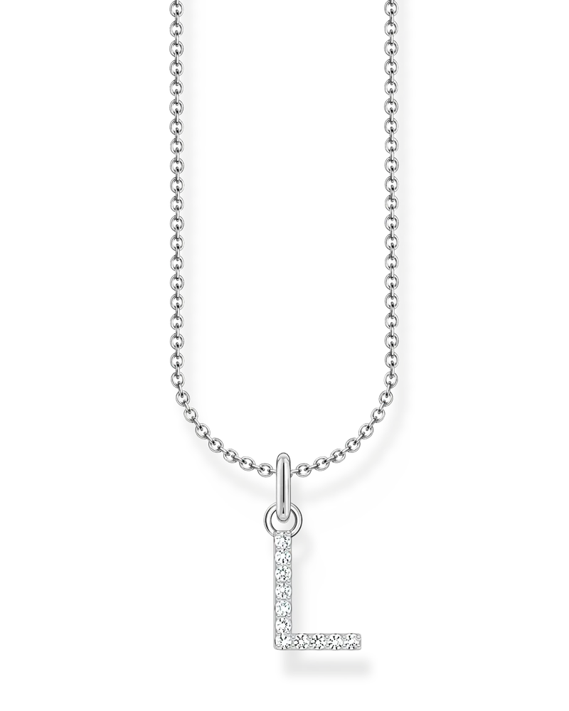 Thomas Sabo Damen Kette mit Buchstaben-Anhänger L Silber, Sterlingsilber, Charming Collection Silberfarben