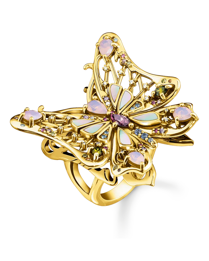 Thomas Sabo Damen Ring Schmetterling gold, Sterlingsilber Gelbgold vergoldet Blau