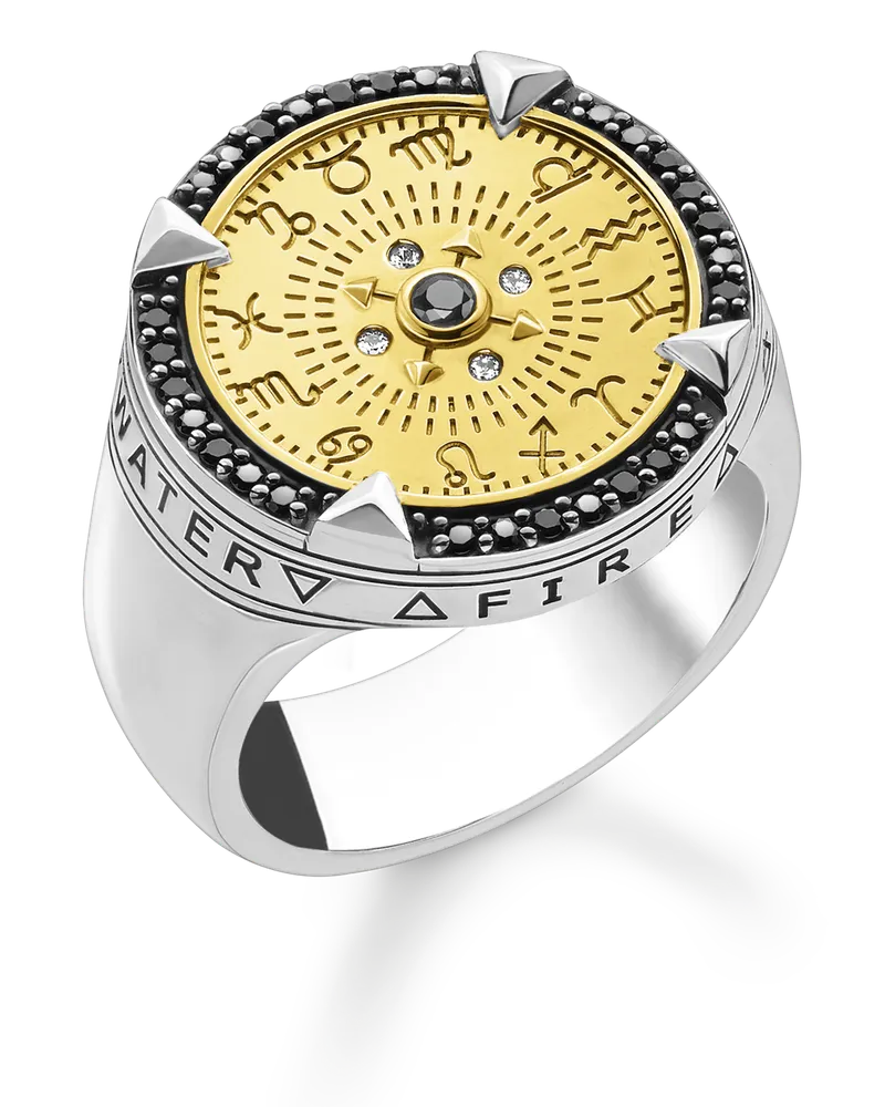 Thomas Sabo Herren Ring Elements of Nature gold, Sterlingsilber Gelbgold vergoldet Gelbgoldfarben
