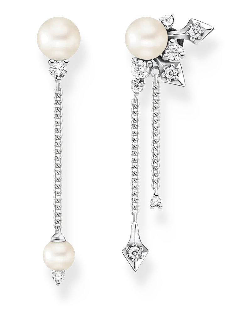 Thomas Sabo Damen Ohrringe Perle mit Wintersonnenstrahlen silber, Sterlingsilber Silberfarben