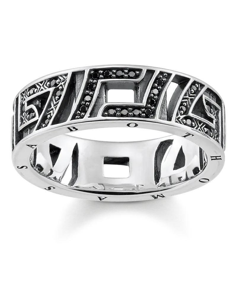 Thomas Sabo Herren Ring asiatische Ornamente, Sterlingsilber Schwarz