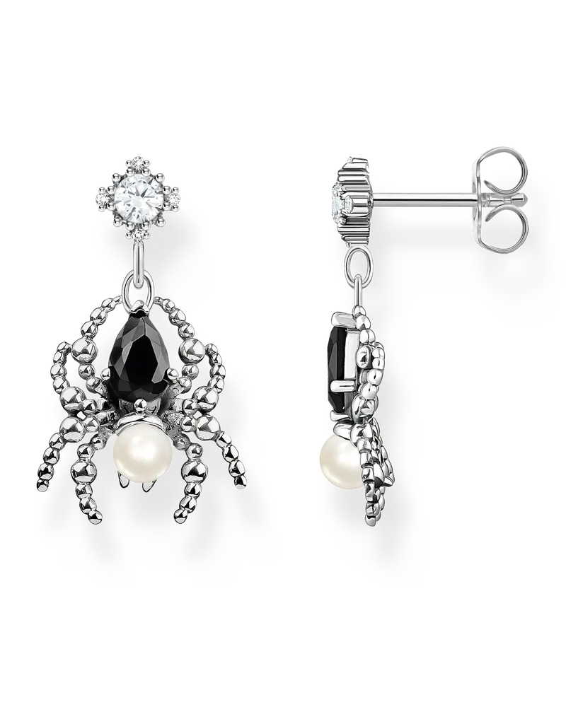 Thomas Sabo Damen Ohrringe Spinne Spider Romance Silber, Sterlingsilber Schwarz