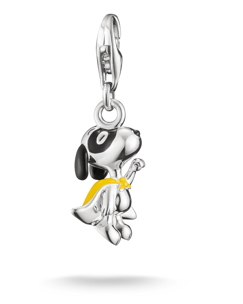 Thomas Sabo Herren Peanuts™ Charm Snoopy als Superheld – Original, Sterlingsilber Gelb