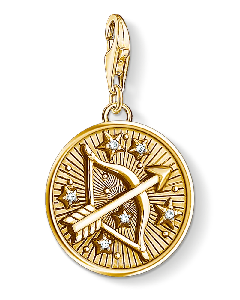 Thomas Sabo Herren Charm-Anhänger Sternzeichen Schütze, Sterlingsilber Gelbgold vergoldet, Charm Club Collection Gelbgoldfarben