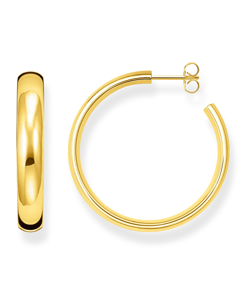 Thomas Sabo Damen Creolen Chunky mittelgroß vergoldet, Sterlingsilber Gelbgold vergoldet Gelbgoldfarben