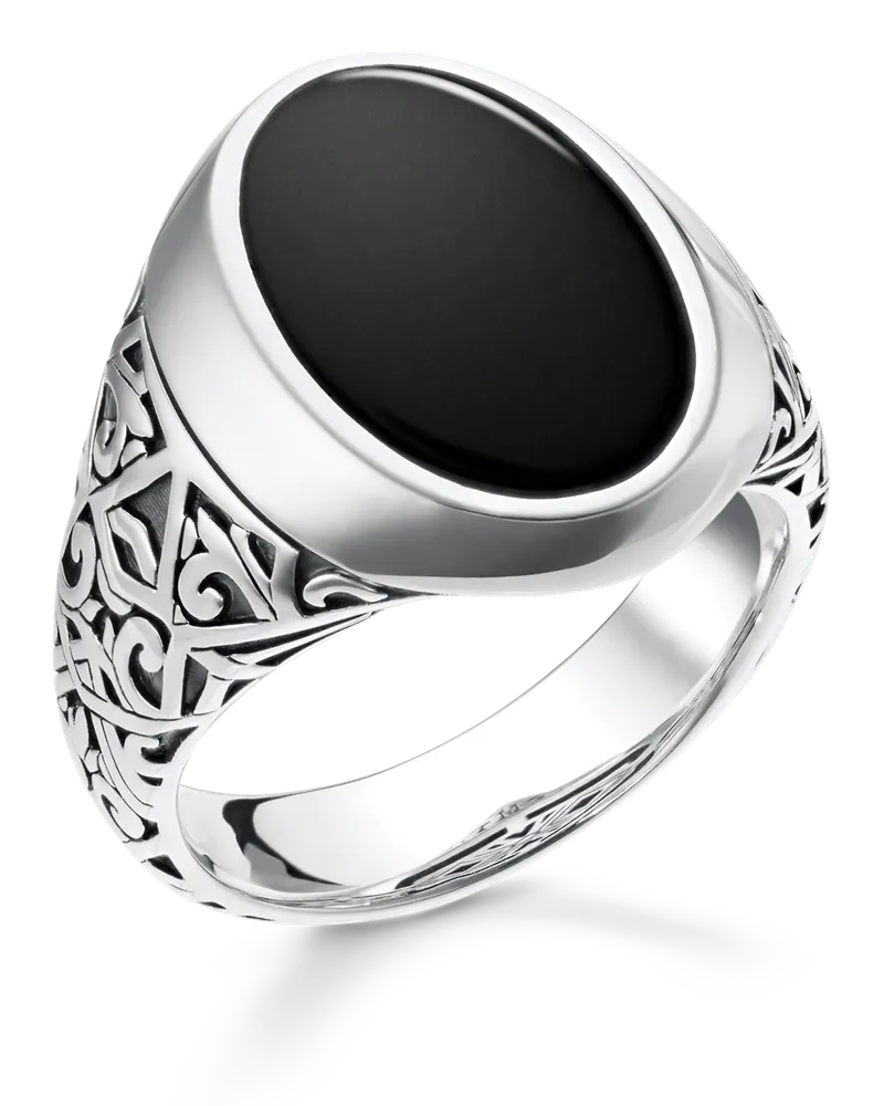 Thomas Sabo Herren Ring schwarz, Sterlingsilber Schwarz