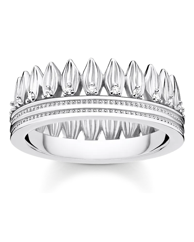 Thomas Sabo Damen Ring Krone Blätter silber, Sterlingsilber Silberfarben