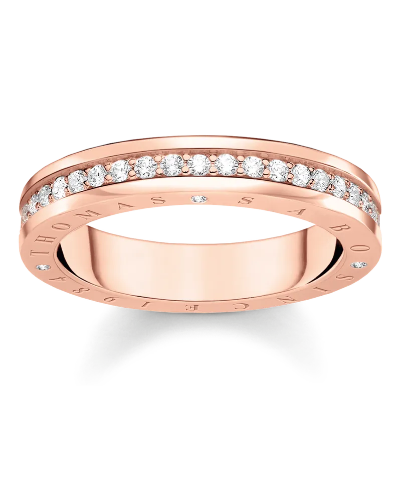 Thomas Sabo Damen Ring mit weißen Steine Pavé rosévergoldet, Sterlingsilber Roségold vergoldet Roségoldfarben