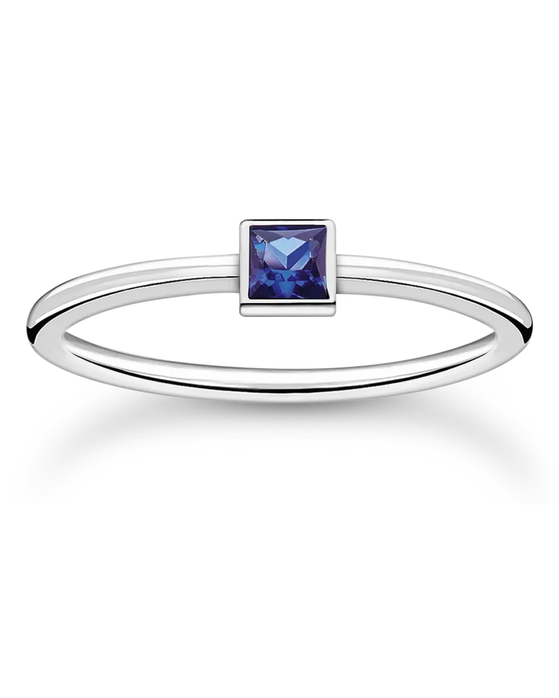 Thomas Sabo Damen Ring mit blauem Stein silber, Sterlingsilber, Charming Collection Dunkelblau