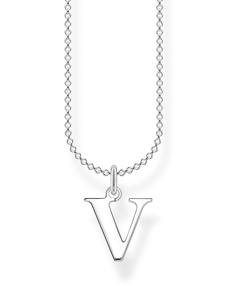 Thomas Sabo Damen Kette Buchstabe V, Sterlingsilber, Charming Collection Silberfarben
