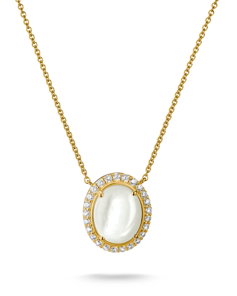 Thomas Sabo Damen Kette Perlmutt mit weißen Zirkonia, M01 Gelbgoldfarben
