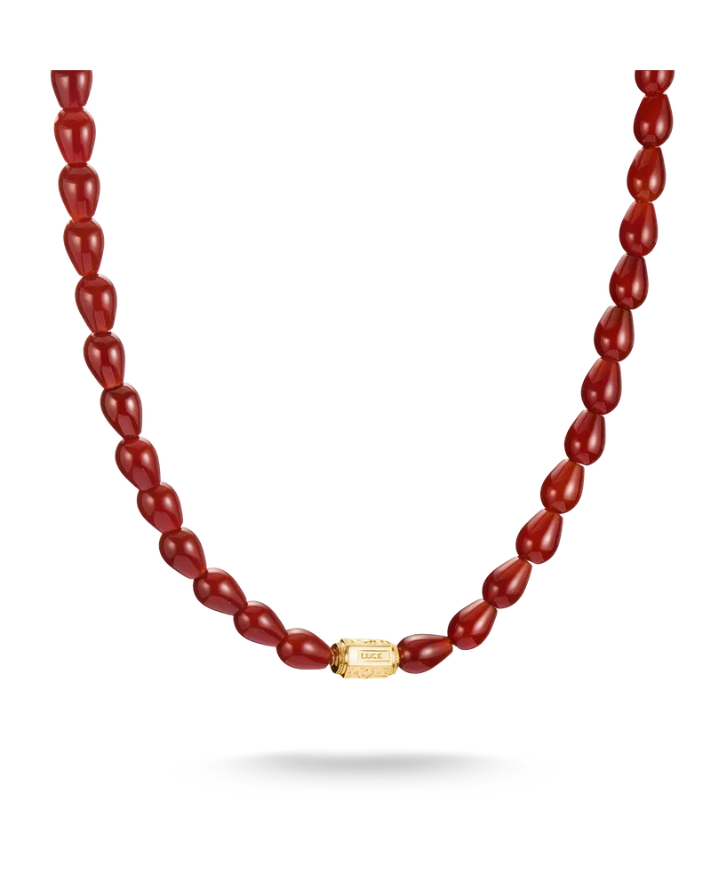Thomas Sabo Damen Kette Roter Achat Beads Elyndra 18k Vergoldung, Sterlingsilber Gelbgold vergoldet Gelbgoldfarben