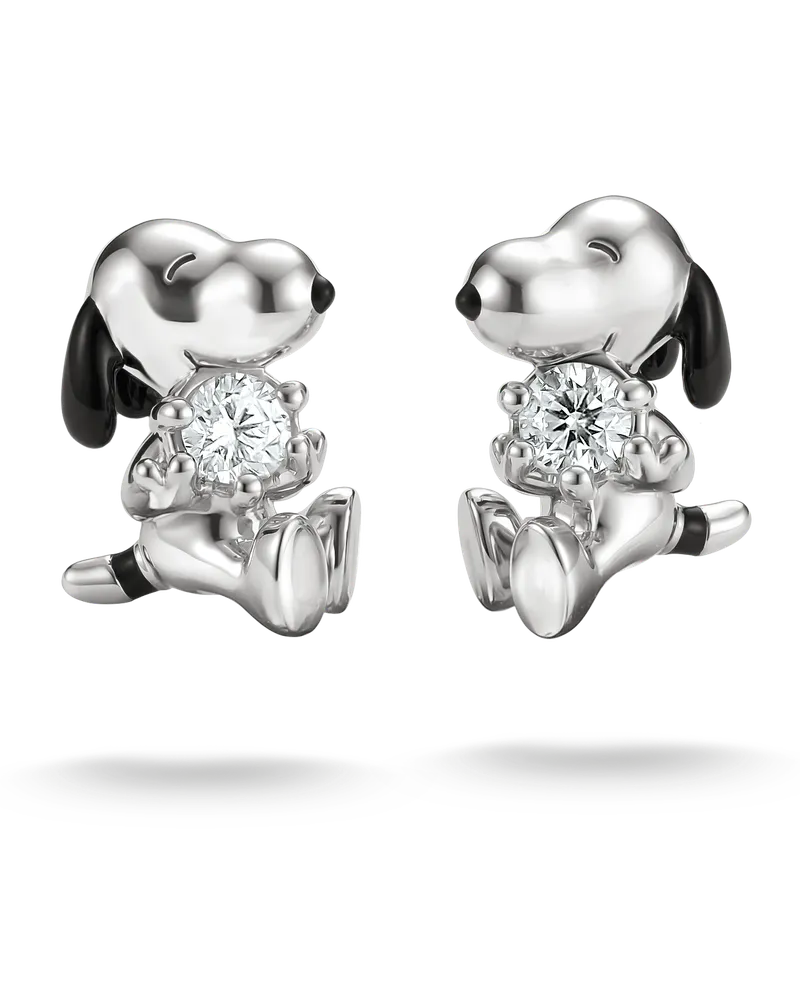 Thomas Sabo Herren Peanuts™ Ohrstecker Snoopy mit weißem Zirkonia, Sterlingsilber Rot