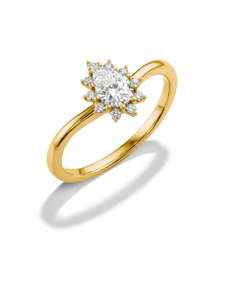 Thomas Sabo Damen Ring mit weißem Zirkonia in Tropfenform, M01 Gelbgoldfarben