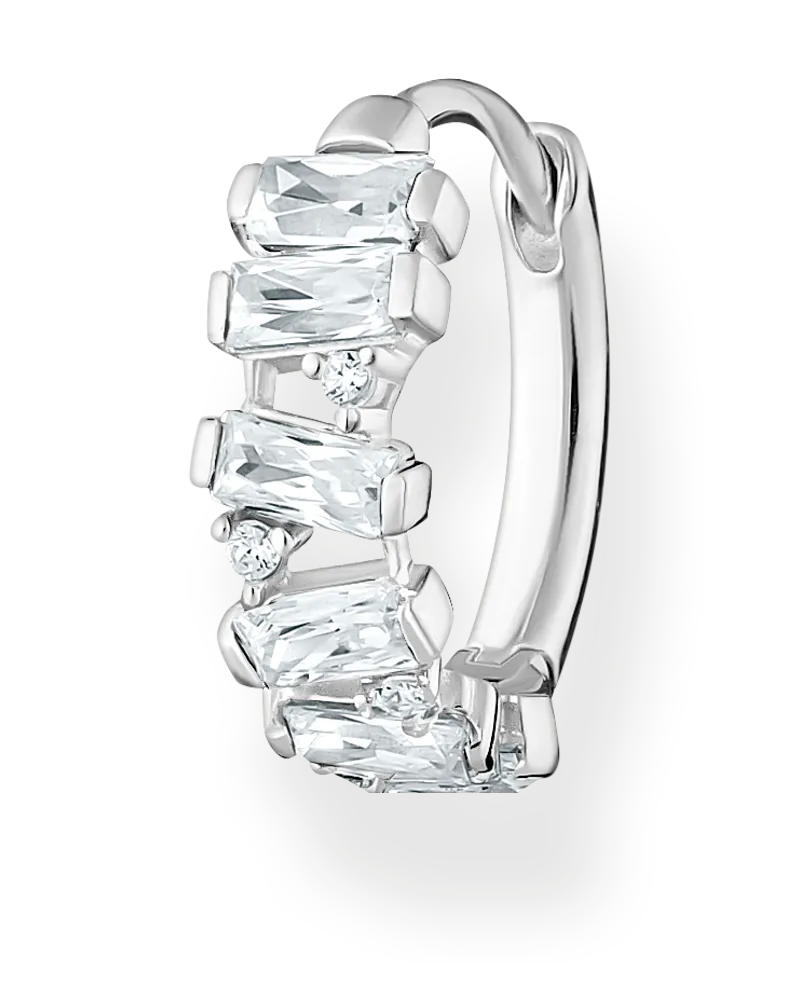 Thomas Sabo Damen Einzel Creole weiße Steine silber, Sterlingsilber, Charming Collection Silberfarben