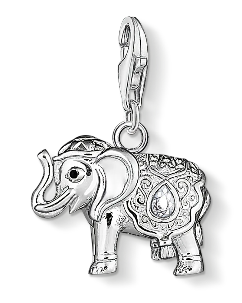 Thomas Sabo Damen Charm-Anhänger Indischer Elefant, Sterlingsilber, Charm Club Collection Silberfarben