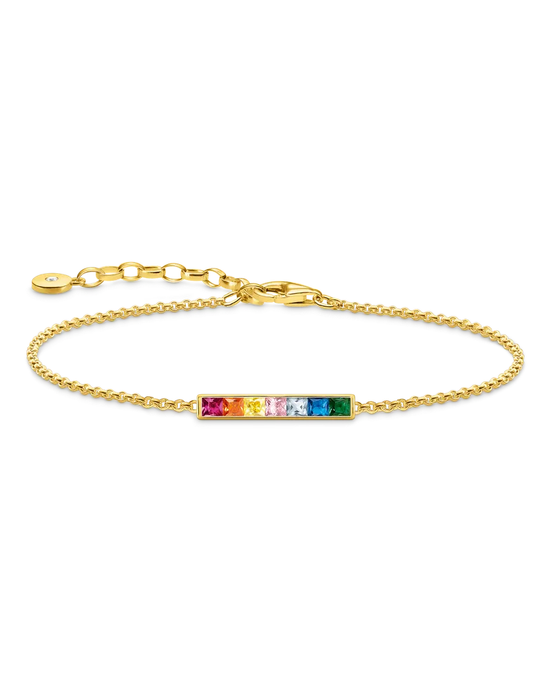Thomas Sabo Damen Armband bunte Steine gold, Sterlingsilber Gelbgold vergoldet Blau