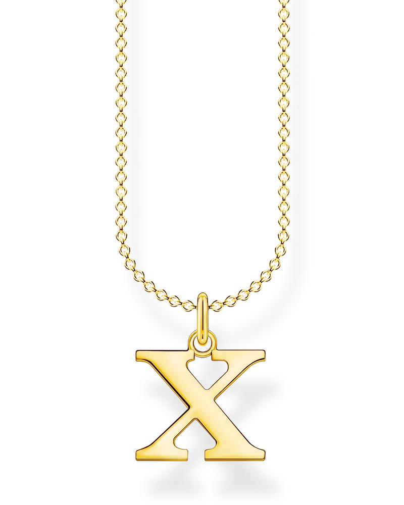 Thomas Sabo Damen Kette Buchstabe X gold, Sterlingsilber Gelbgold vergoldet, Charming Collection Gelbgoldfarben