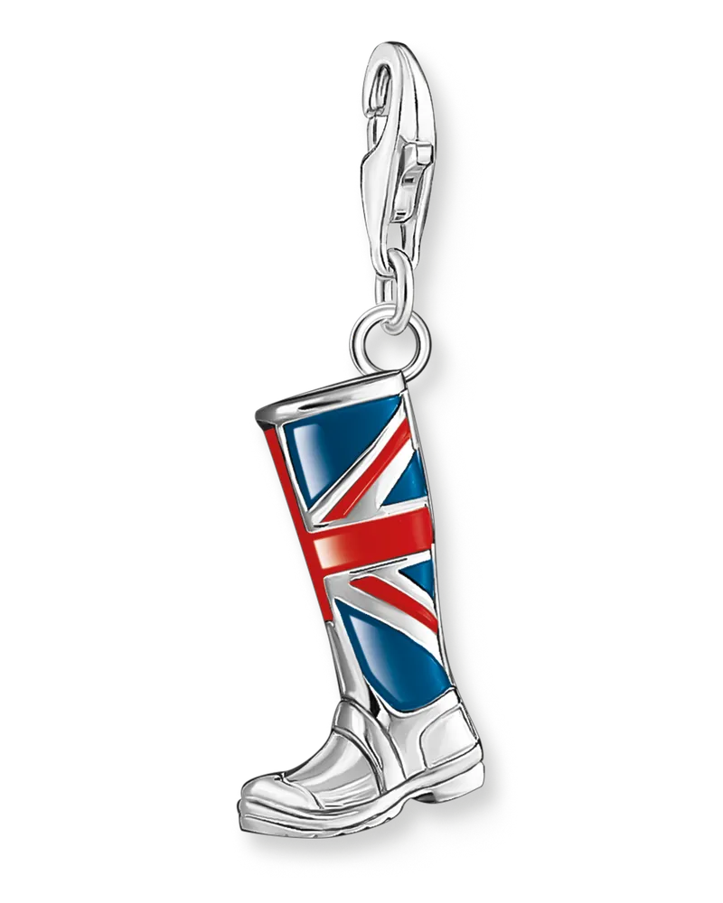 Thomas Sabo Damen Charm-Anhänger LONDON Stiefel mit Union Jack Silber, Sterlingsilber, Charm Club Collection Blau