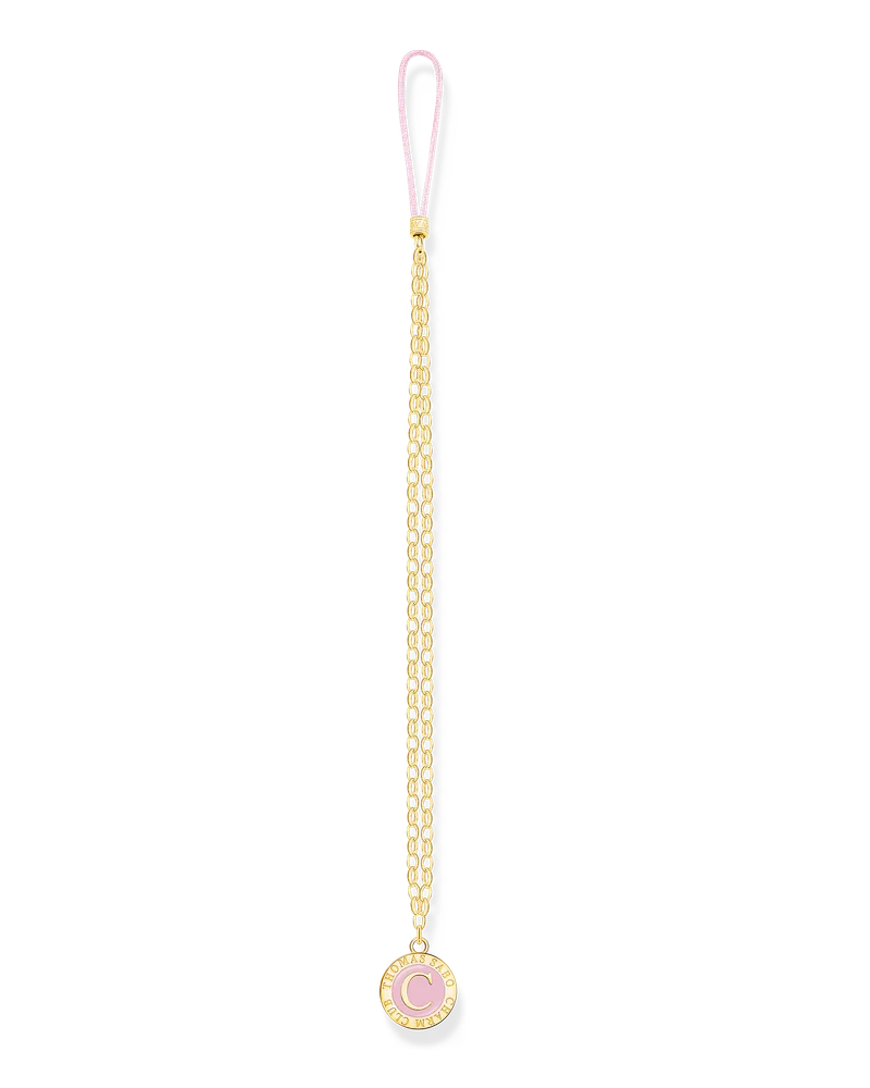 Thomas Sabo Herren Charm Club Handykette lang mit Charmista Coin vergoldet, Edelstahl Gelbgoldfarben