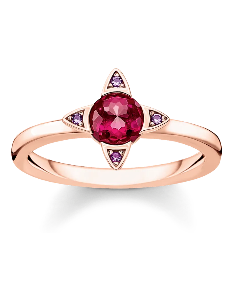 Thomas Sabo Damen Ring farbige Steine roségold, Sterlingsilber Roségold vergoldet Roségoldfarben