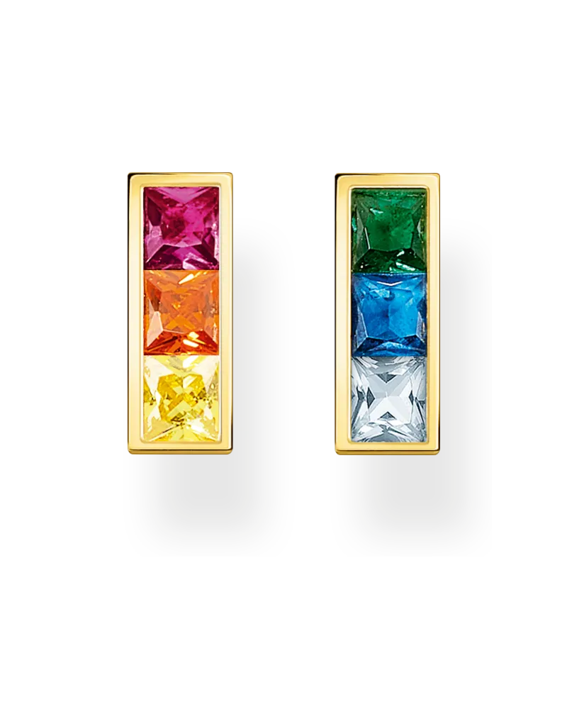 Thomas Sabo Damen Ohrstecker bunte Steine gold, Sterlingsilber Gelbgold vergoldet Blau