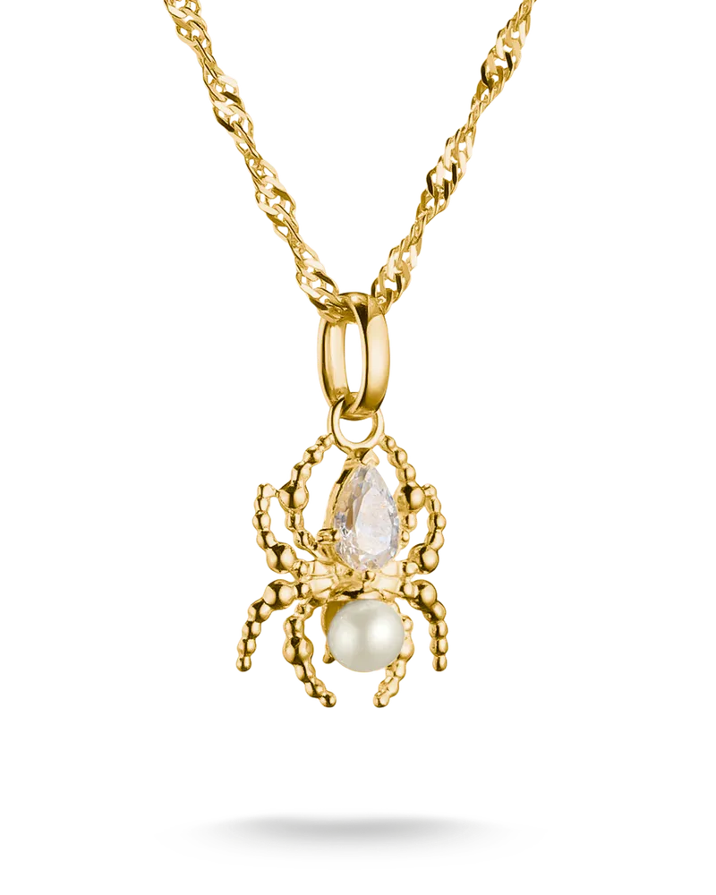 Thomas Sabo Herren Kette True Romance Spinne Perle 18k Vergoldung, Sterlingsilber Gelbgold vergoldet Gelbgoldfarben