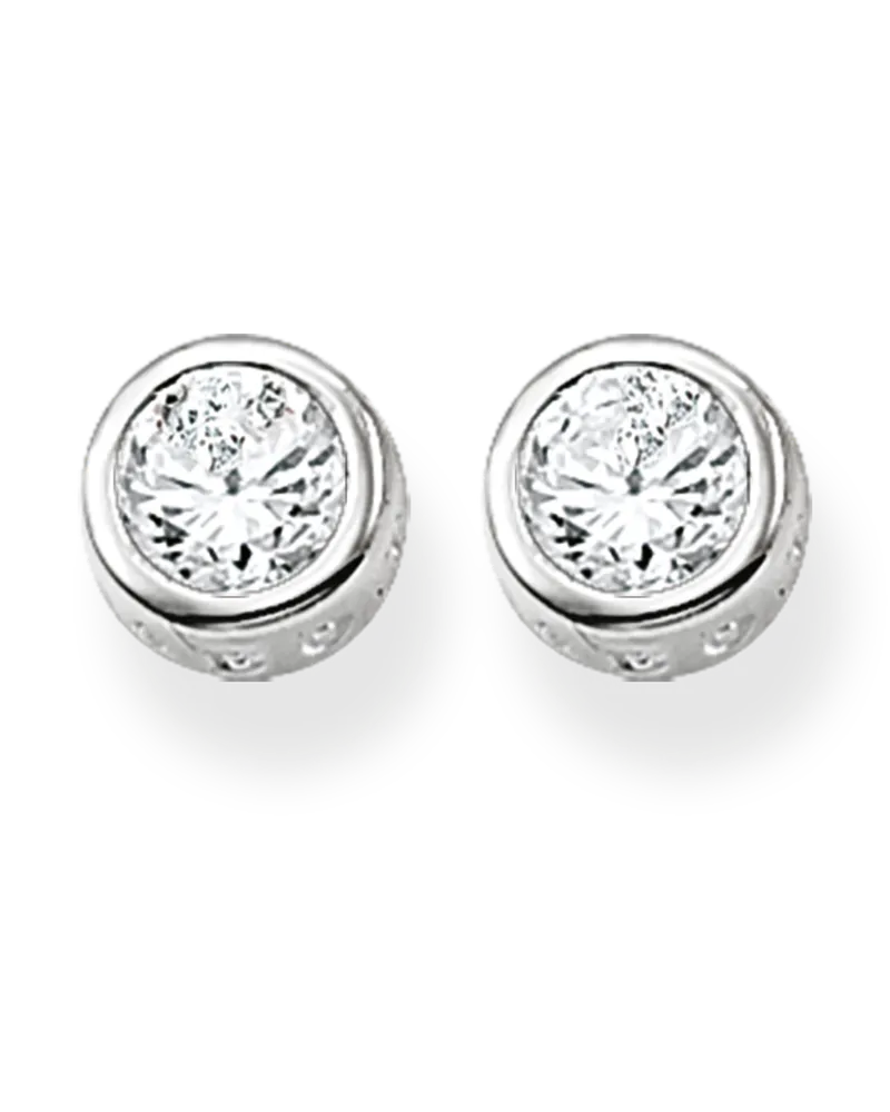 Thomas Sabo Damen Ohrstecker weißer Stein groß, Sterlingsilber Silberfarben
