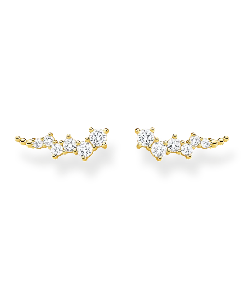 Thomas Sabo Damen Ohrringe Ear Climber weiße Steine gold, Sterlingsilber Gelbgold vergoldet, Charming Collection Gelbgoldfarben