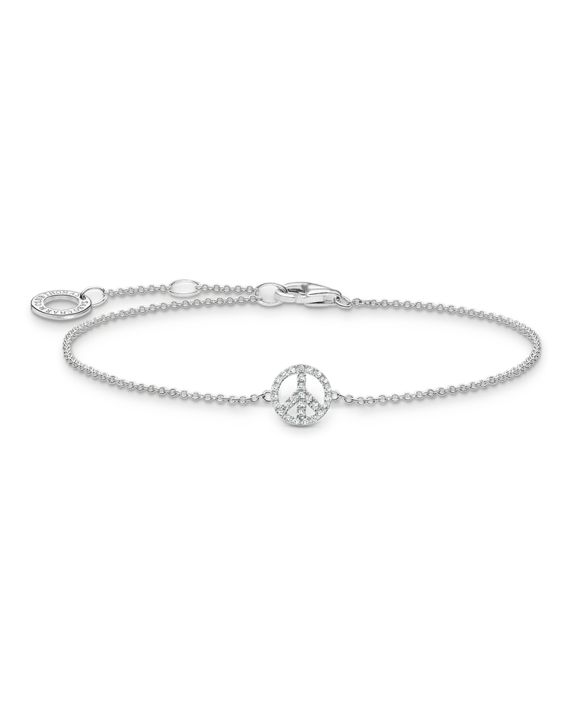 Thomas Sabo Damen Armband Peace mit weißen Steinen silber, Sterlingsilber, Charming Collection Silberfarben