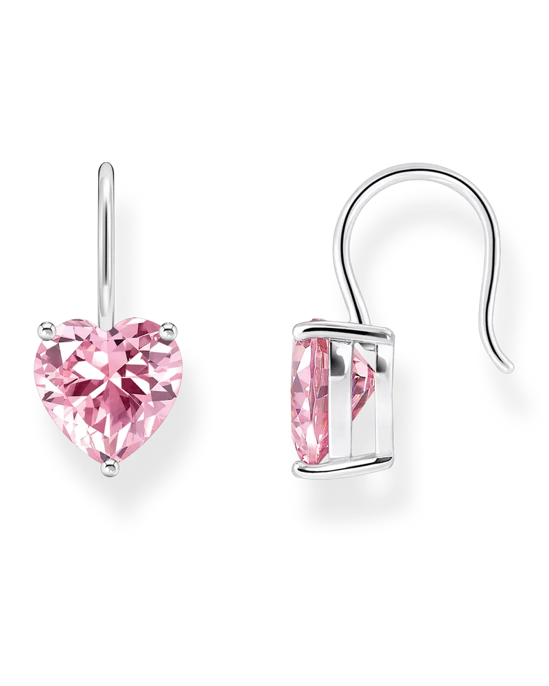 Thomas Sabo Damen Ohrhänger mit pinkfarbenem Zirkonia-Herz Silber, Sterlingsilber Pink