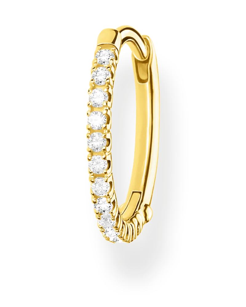 Thomas Sabo Damen Einzel Creole weiße Steine gold, Sterlingsilber Gelbgold vergoldet, Charming Collection Gelbgoldfarben
