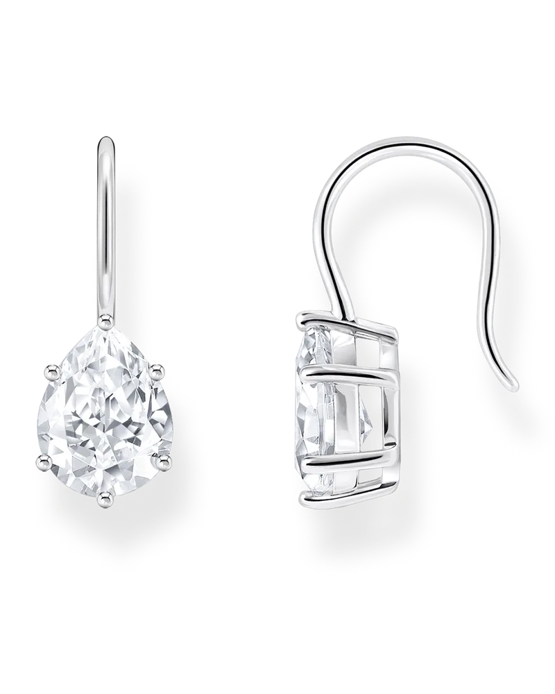 Thomas Sabo Damen Ohrhänger mit weißem Zirkonia-Tropfen Silber, Sterlingsilber Silberfarben