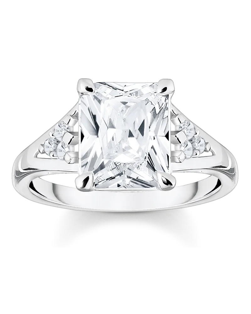 Thomas Sabo Damen Ring mit weißen Steinen Silber, Sterlingsilber Silberfarben
