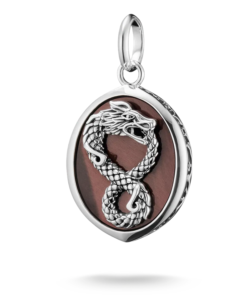Thomas Sabo Herren Anhänger Drache mit rotem Tigerauge Silber, Sterlingsilber Rot