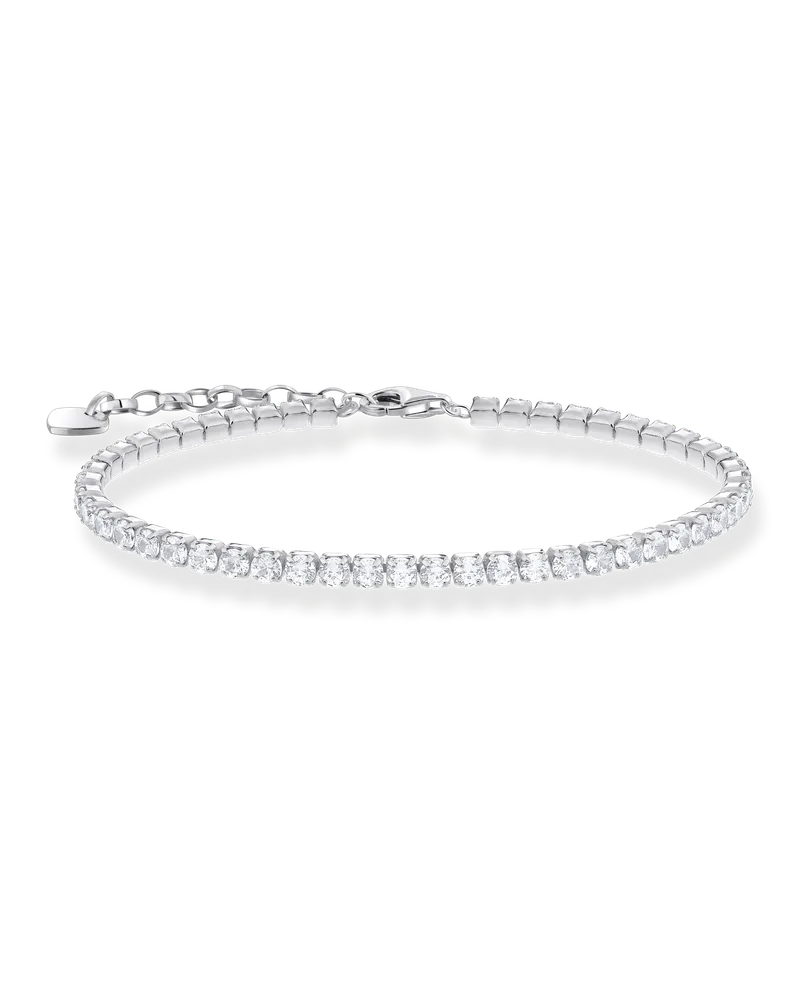 Thomas Sabo Herren Tennisarmband mit weißen Steinen Silber, Sterlingsilber Silberfarben