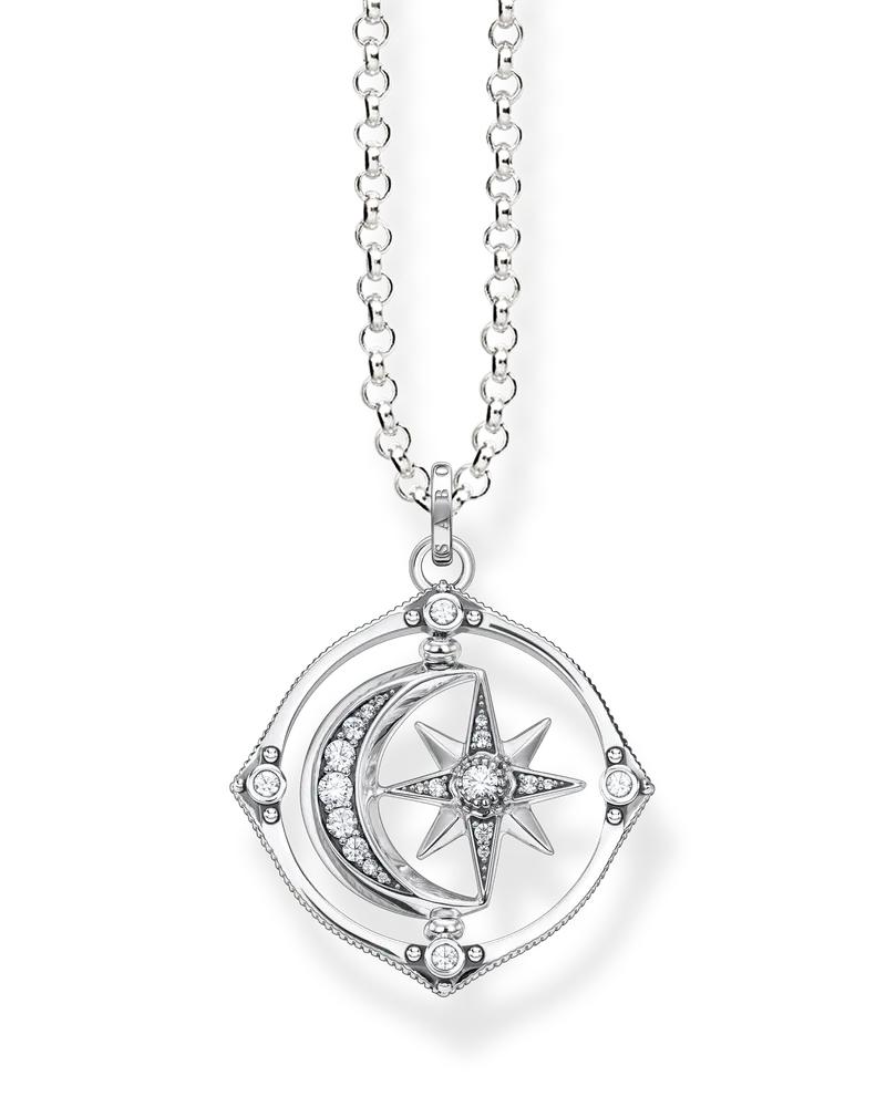Thomas Sabo Damen Kette Stern und Mond silber, Sterlingsilber Silberfarben