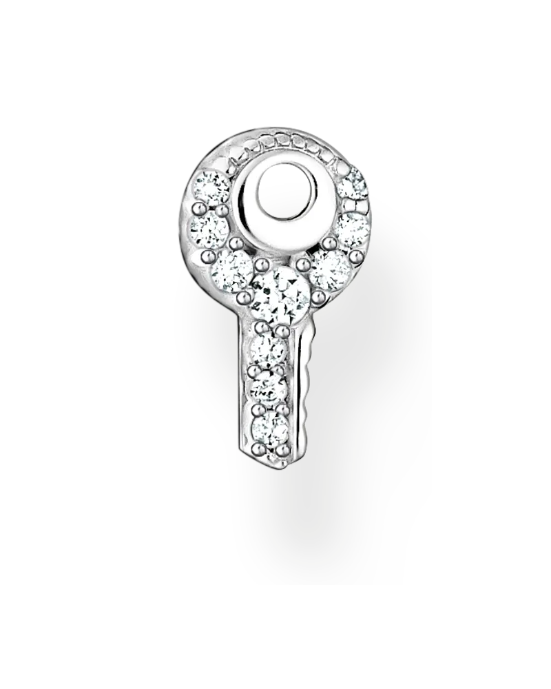 Thomas Sabo Damen Einzel Ohrstecker Schlüssel weiße Steine silber, Sterlingsilber, Charming Collection Silberfarben