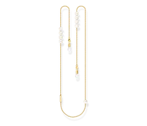 Brillenkette mit weißen imitierten Perlen gelbgoldfarben
