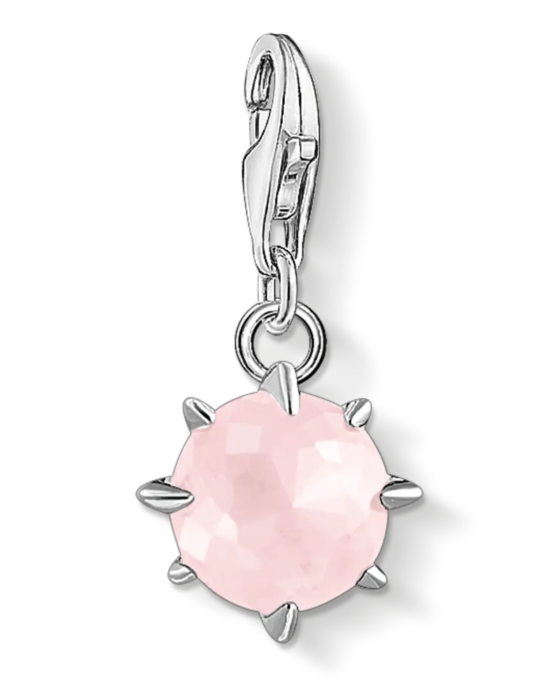 Thomas Sabo Damen Charm-Anhänger Geburtsstein Oktober, 925 Sterlingsilber | Rosenquarz/ Zirkonia, Charm Club Collection Pink